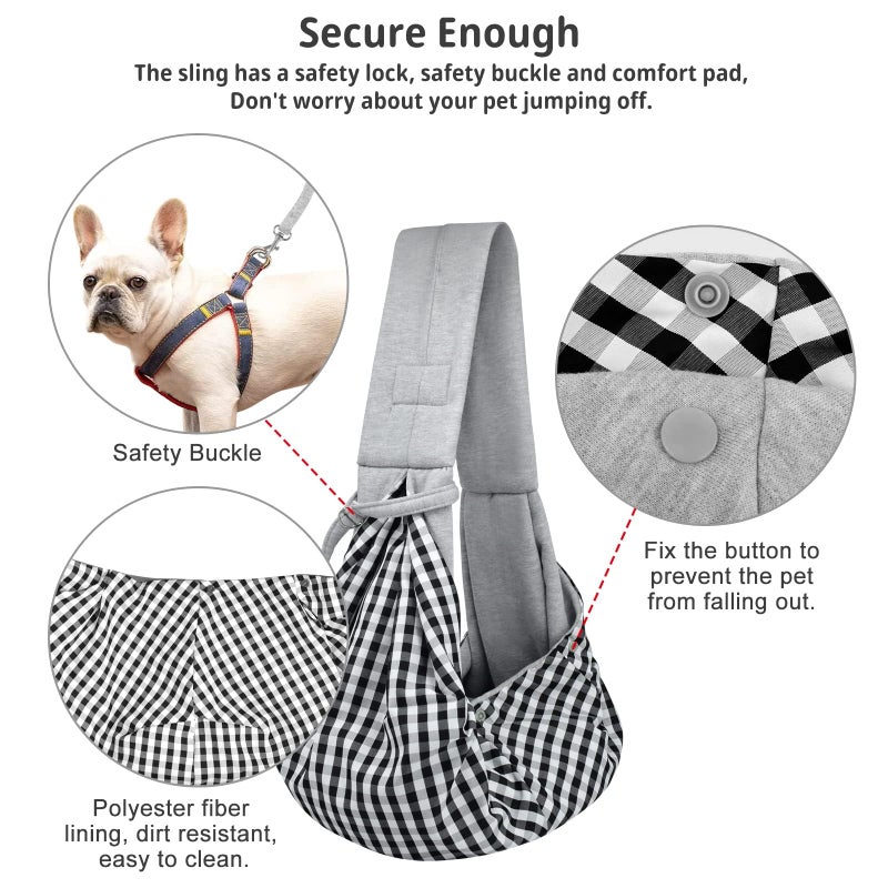 CUBY Dog and Cat Sling Carrier - Hands Free Reversible Pet Papoose Bag - Soft Pouch and Tote Design - Suitable for Puppy, Small Dogs Cats Outdoor (Classic Grey) - Image 3